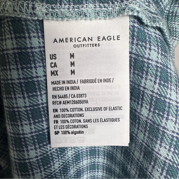 American Eagle Outfitters Gingham Long Sleeve Dress Smocked Cottagecore Medium - Picture 6 of 10